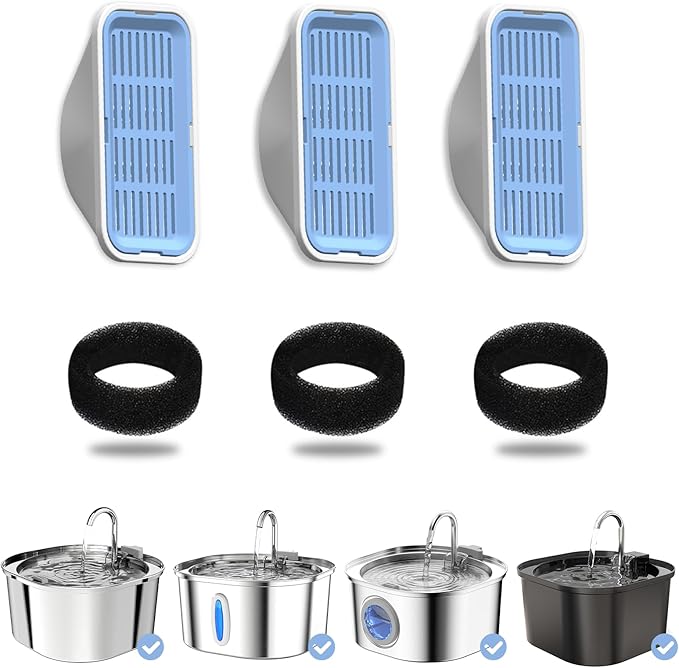 PEKTACO Cat Water Fountain Replacement Filters for 3.2L/108oz