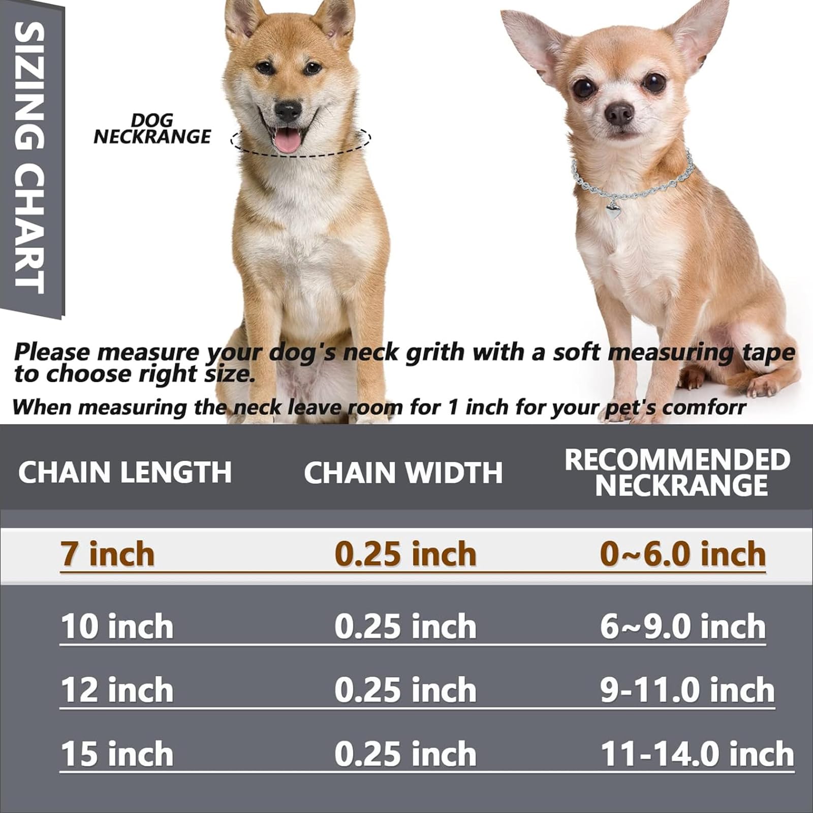 HOWWFALY Dog Collar and Cat Chain Necklace Stainless Steel Adjustable 18K Sliver Heart-Shaped Necklace for Small Pets Cats Kitten Puppy (Sliver, 7 inch)