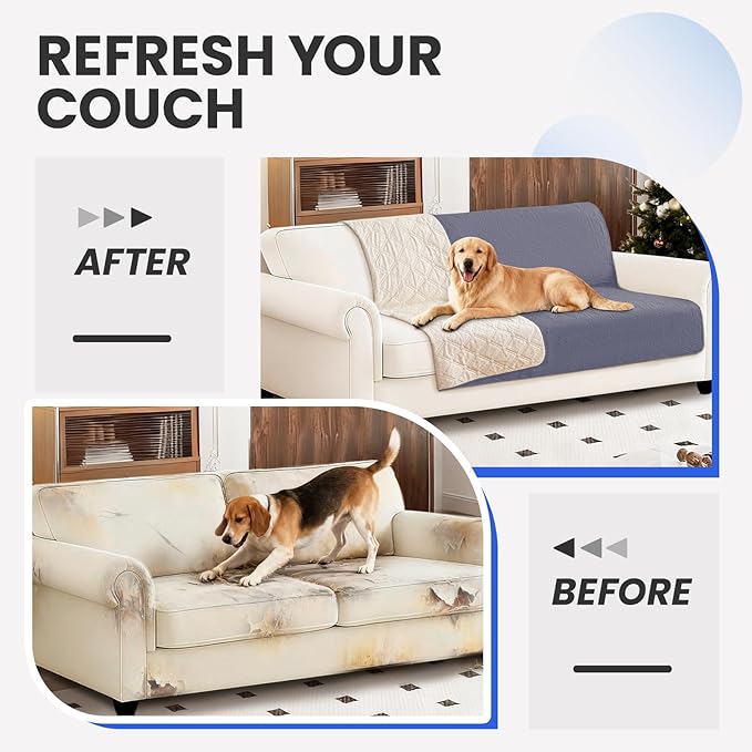 Waterproof Dog Blanket, Non-Slip Soft Pet Bed Cover, Couch Cover for Dogs Washable, Protects Sofa, Furniture, Crate, Car, Tear Resistant Leakproof Pet Blanket (52x82 Inch, Grey Blue)