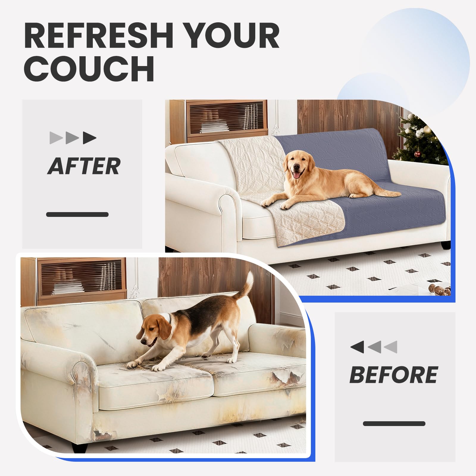 CYCMACO Waterproof Dog Bed Cover Pet Blanket, Soft Couch Cover for Dogs Washable, Non-Slip Dog Blanket Protect Furniture Couch Sofa Car for Puppy Large Dogs Cat (30x70 Inch, Grey Blue)