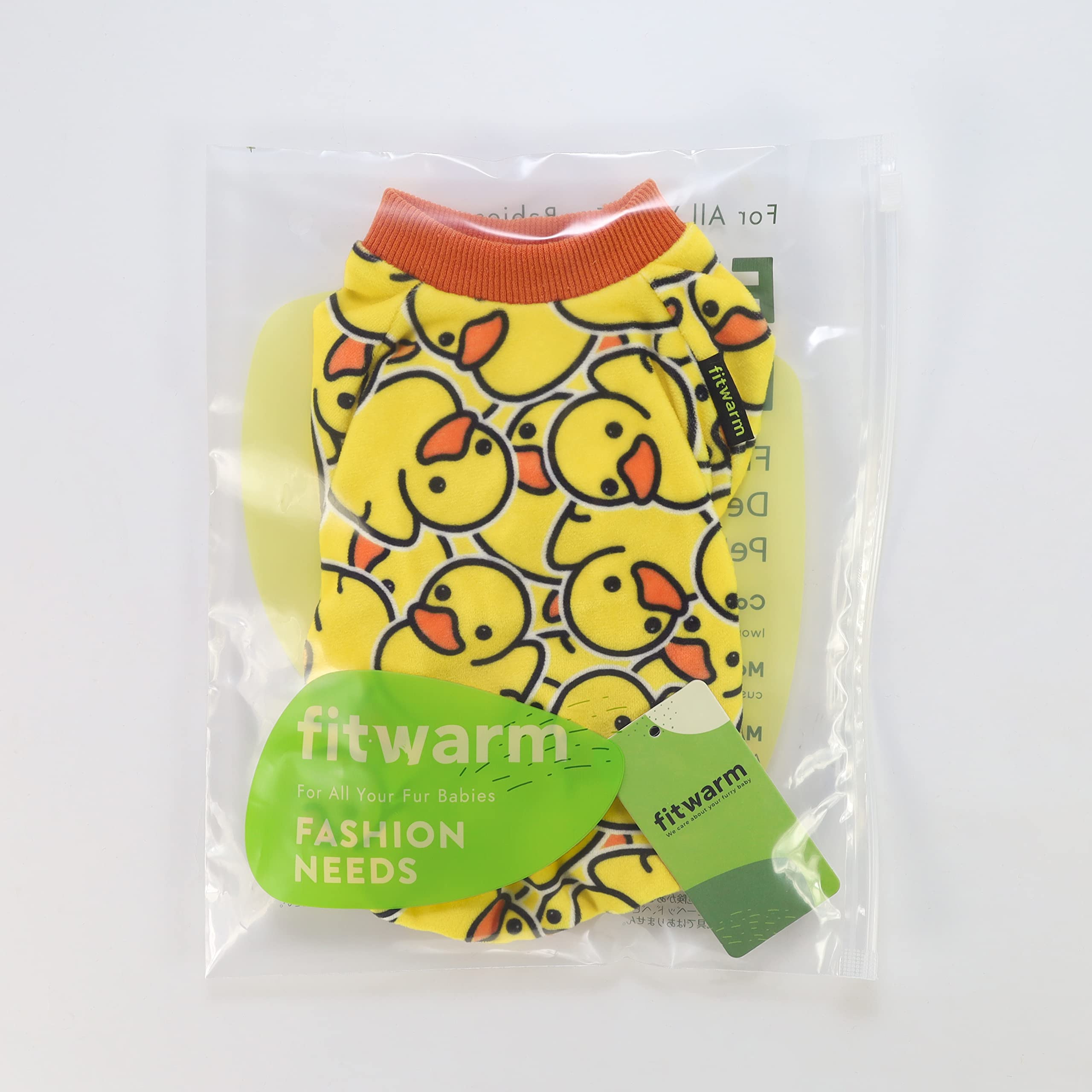 Fitwarm Funny Duck Dog Pajamas, Dog Winter Clothes for Small Dogs Girl, Lightweight Velvet Pet Jumpsuit, Cat Onesie, Yellow, Large