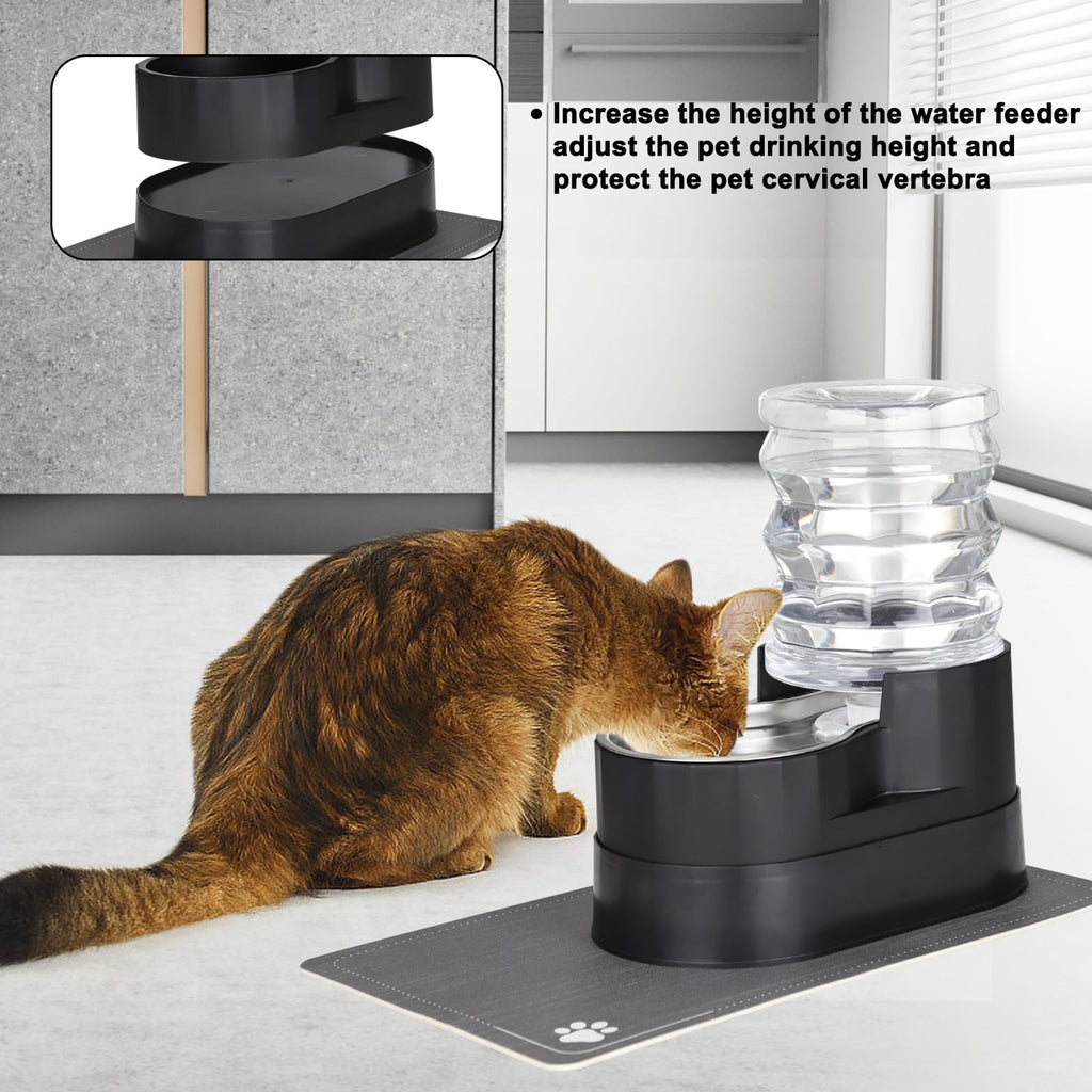 RIZZARI 5L Automatic Cat Water Dispenser: Elevated Filtered Cat Bowl