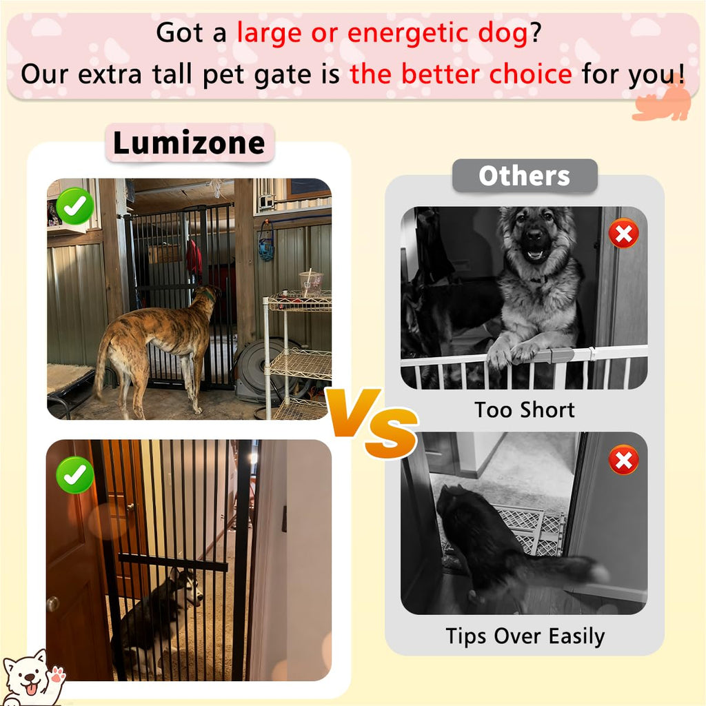 Lumizone 55.12" Extra Tall Pet Gate for Cat Dog 30.12"-38.38" Wide Black