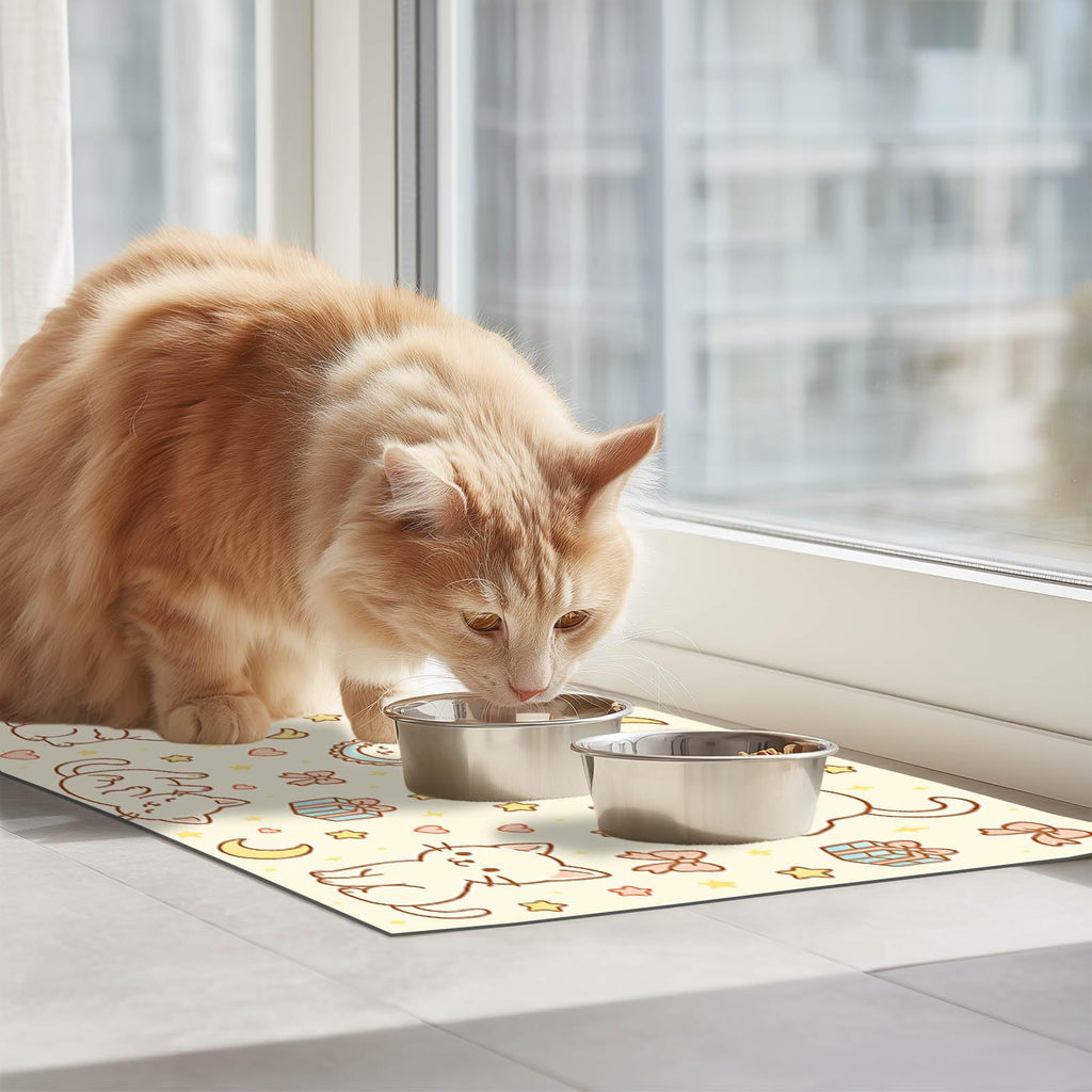 HOMETITUTE Cat Food Mat Easy Clean Bowl Placemat 24 x 16 Inch