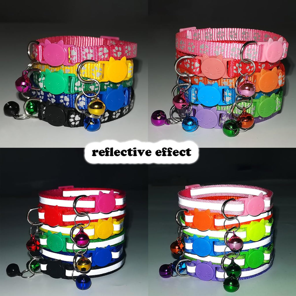 Green Breakaway Kitten Collar with Bells, [2 Pack] Break Away Cat Collar with Bells, Reflective Cat Collar for Girl Cats Boy Kitty