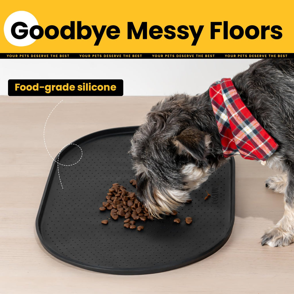 Conlun Dog Food Mat,1/2 Inch Raised Edges Cat Dog Feeding Mat for Spill Containment,BPA-Free Silicone Pet Food Mats for Floor Waterproof,Rubber Pet Placemats for Food and Water Bowls