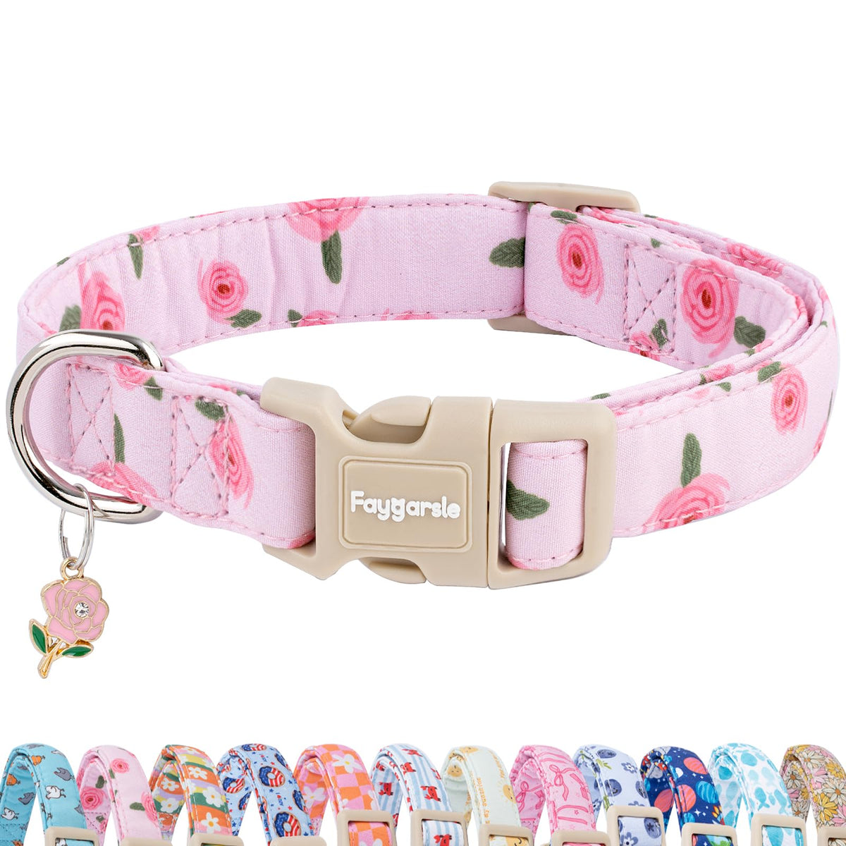 Faygarsle Fall Dog Collar Orange and Pink Pumpkin Pattern for Autumn S