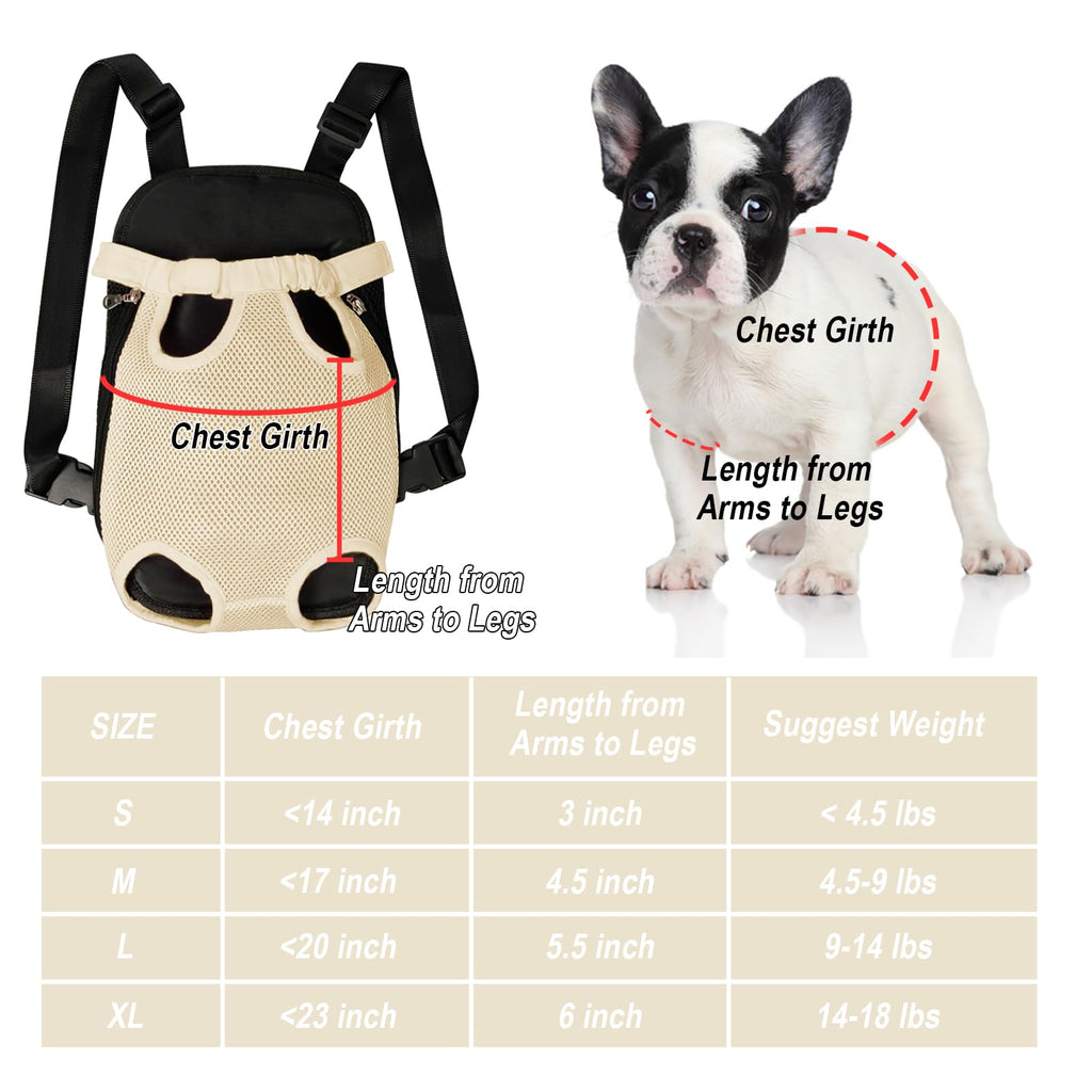FEimaX Dog Carrier Backpack Pet Legs Out Front Cat Travel Bag, Adjustable Puppy Backpacks Carriers Hands-Free for Small Medium Dogs Cats Hiking Traveling Camping Daily Walking