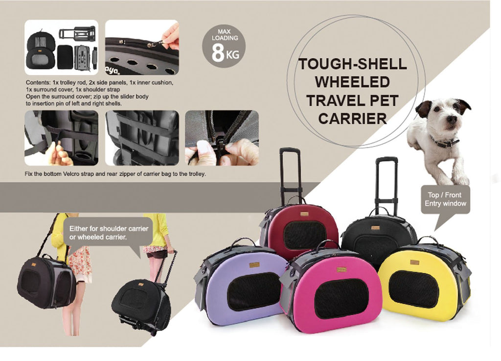 Pet Life ® 'Final Destination' Military-Grade Hardshell and Light 2-in-1 Wheeled or Carrying Travel Airline Cat and Dog Carrier Crate or Portable Pet Kennel