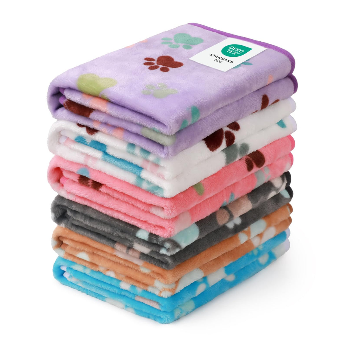 Luciphia 1 Pack 6 Dog Blankets Cat Soft Fluffy Fleece Pet Blanket Warm Cute Print Design Puppy Kitten Doggy Paw Grey Small(23"x16")