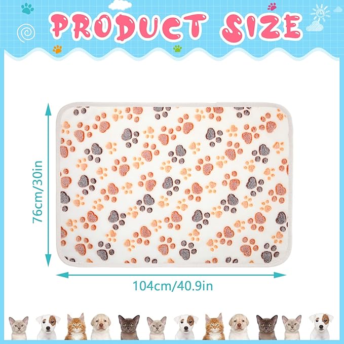 Tegeme 8 Pcs Fleece Dog Blankets for Small Dogs Cat Soft Coral Velvet Warm Sleep Mat Fluffy Dog Paw Print Blanket for Kitten Doggy Small Animal(30 x 41 Inch,Mixed Color)
