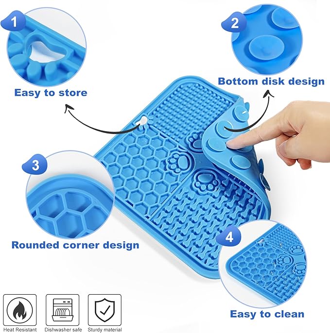 Lick Mat for Dogs, Slow Feeder with Suction Cups for Dog Anxiety Relief