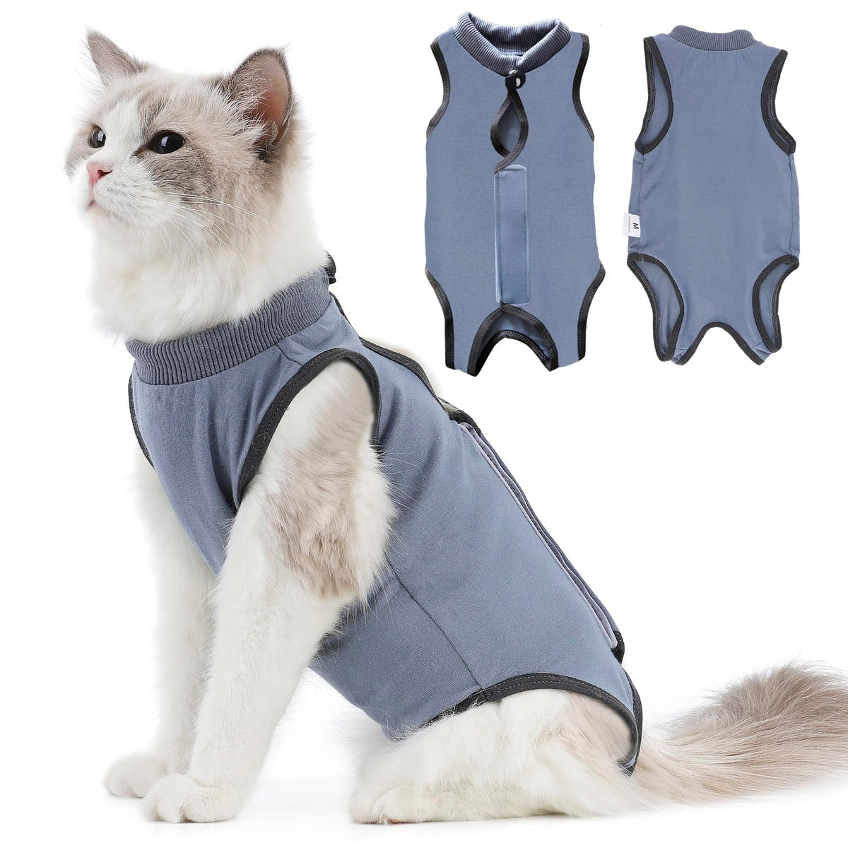 kzrfojy Cat Surgery Recovery Suit Cat Onesie for Cats After Surgery Spay Surgical Abdominal Wound Skin Diseases E-Collar Alternative Wear (Pruple-M)
