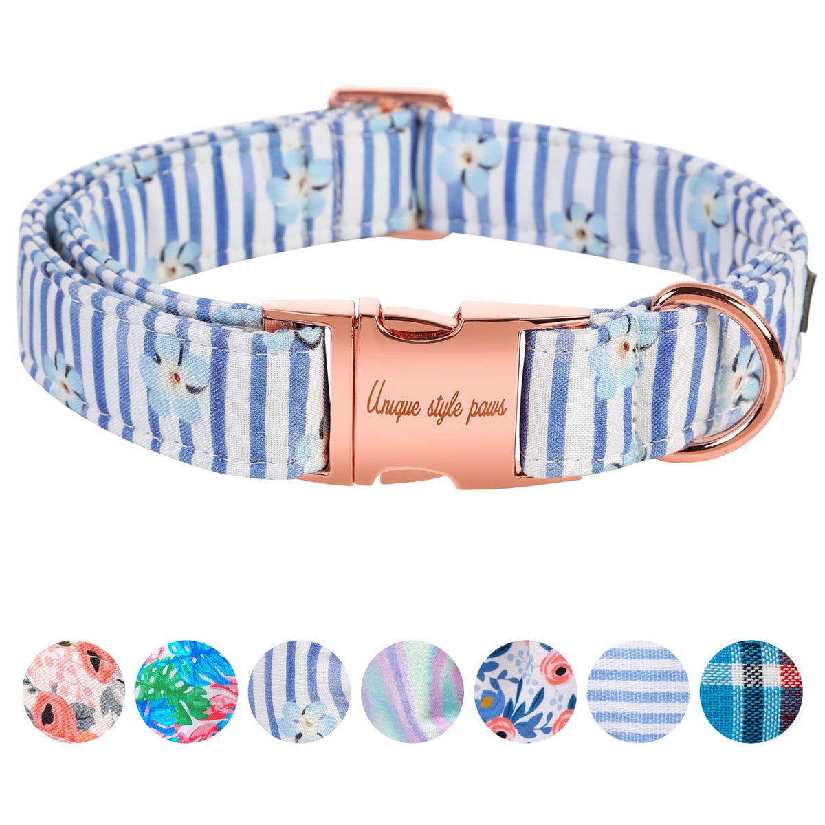Unique Style Paws Pink Rose Collar Metal Buckle Dog Collar Flower Gift Durable Cute Collar for Small, Medium, Large Dogs