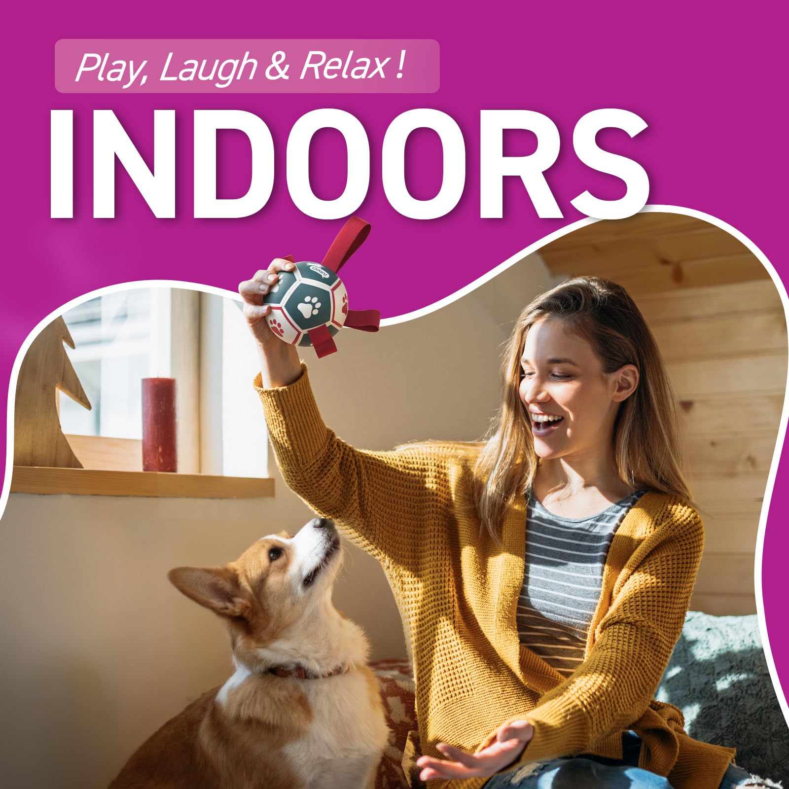 QDAN Small Dog Toys, Outdoor Indoor Toys to Keep Them Busy, Dog Soccer Ball