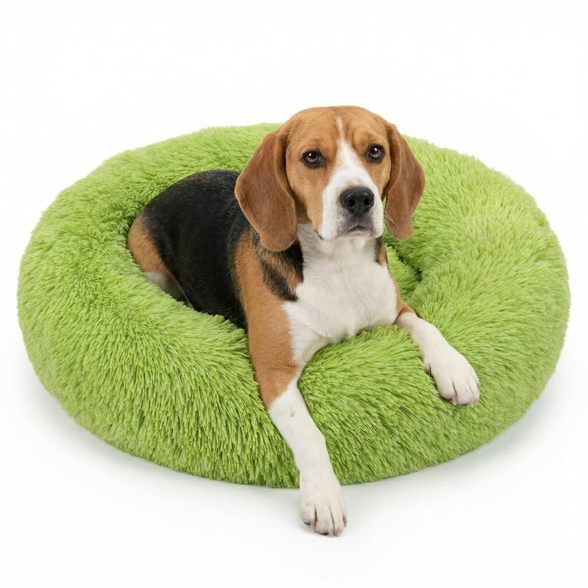 nononfish Round Calming Dog Bed,Plush Donut Pet Bed for Small Dogs