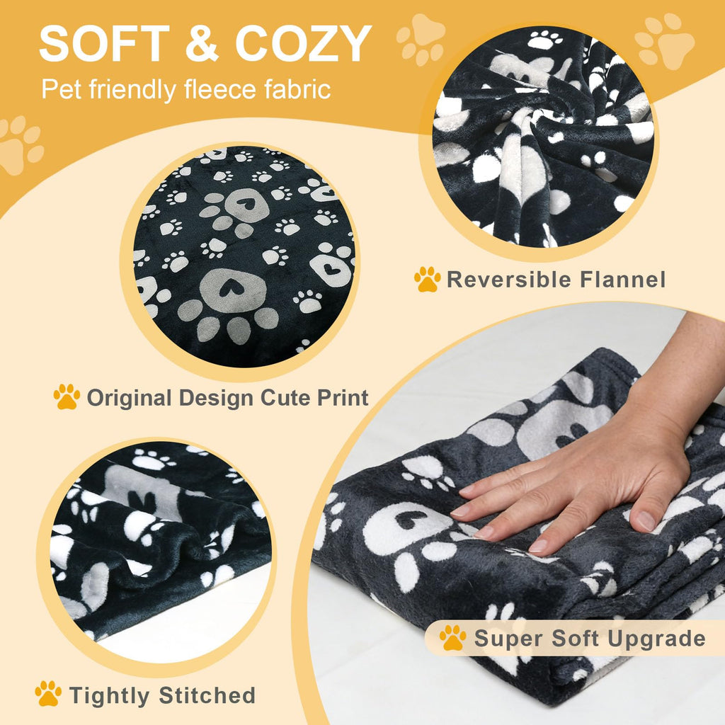 Gowyeg Dog Blanket for Small Medium Dogs 41"x31", Soft Reversible Cute Paw