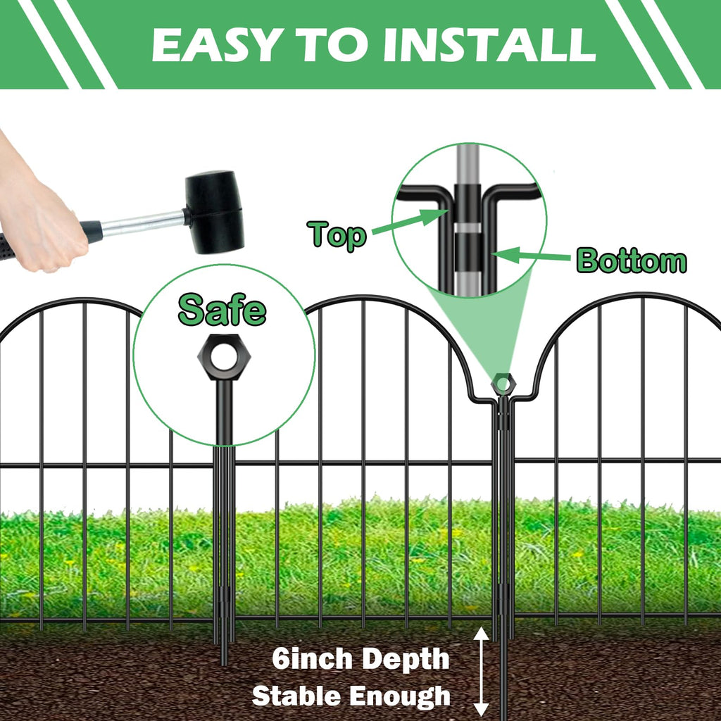 Blingluck Decorative Garden Fence, 17in(H) x 21ft(L), with Ground Stake