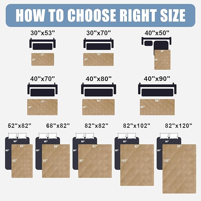 Smiry Waterproof Dog Bed Cover Blanket 52x82, Soft Reversible Pet Blanket, Washable Leakproof Cats Dogs Couch Cover for Sofa, Couch, Furniture, Camel/Camel