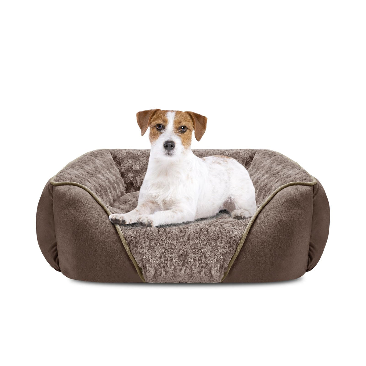 INVENHO Large Rectangle Orthopedic Dog Bed for Medium Small Dogs, Washable Soft Calming Puppy Sleeping Cuddler With Anti-Slip Bottom L(30"x24"x9")