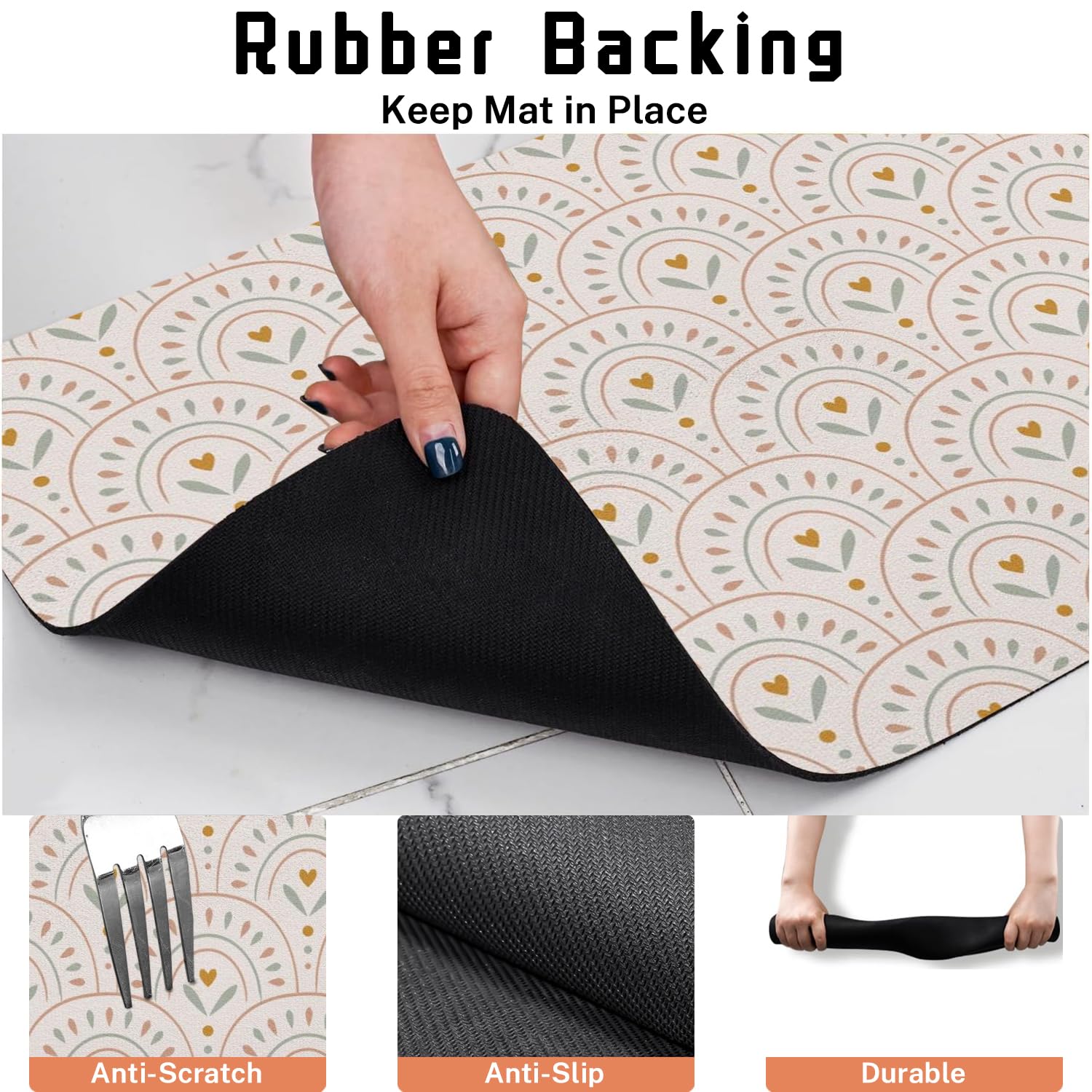 Absorbent Pet Dog Bowl Mat for Food and Water, Pet Cat Food Feeding Mat with Non Slip Rubber Backing, Dog Food Mats for Floors Waterproof, 16"x24"