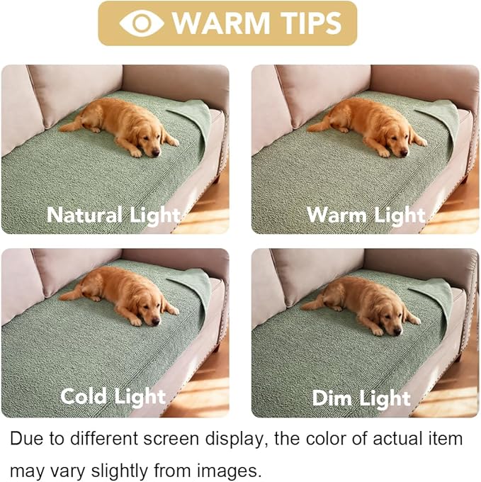 H.VERSAILTEX Non Slip Pet Couch Cover Chenille Dog Bed Protector Thick Soft Sofa Slipcover Pet Friendly Washable Couch Cushion Covers for Pets (68" x 82", Sea Foam)