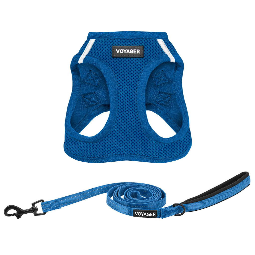 Best Pet Supplies Voyager Step-in Air All Weather Mesh Harness and Reflective Dog 5ft Leash Combo with Neoprene Handle, for Small, Medium and Large Breed Puppies - Royal Blue, Medium