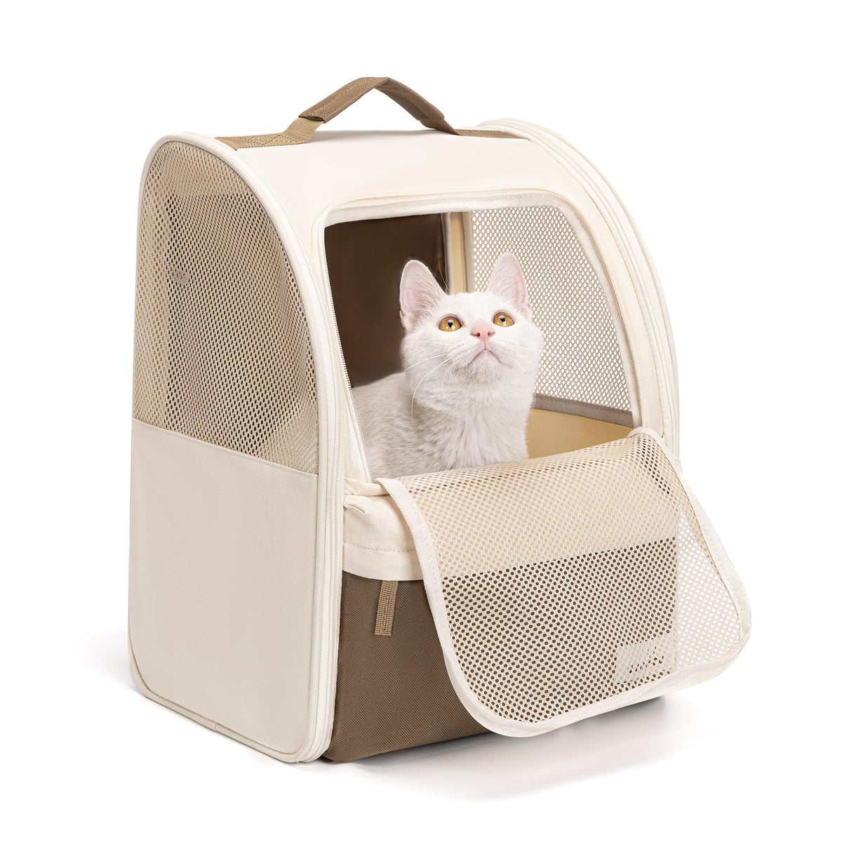 wakytu Cat Carrier Backpack,Pet Backpack Carrier for Small Cats Dogs,Beige