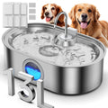 3.4Gal Dog Water Fountain for Large Dogs, 13L Stainless Steel Large Pet Fountain with Deeper & Wider Drinking Area, Automatic Dog Water Bowl Dispenser with Water Window (with 3 Filters)
