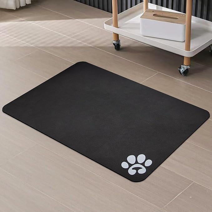 YCT Cat Food Mat, Cat Mat for Food and Water, Pet Feeding Mat, Non-Slip Super Absorbent, with Multiple cat Heads Logo, 18.1 x 11.8 inches