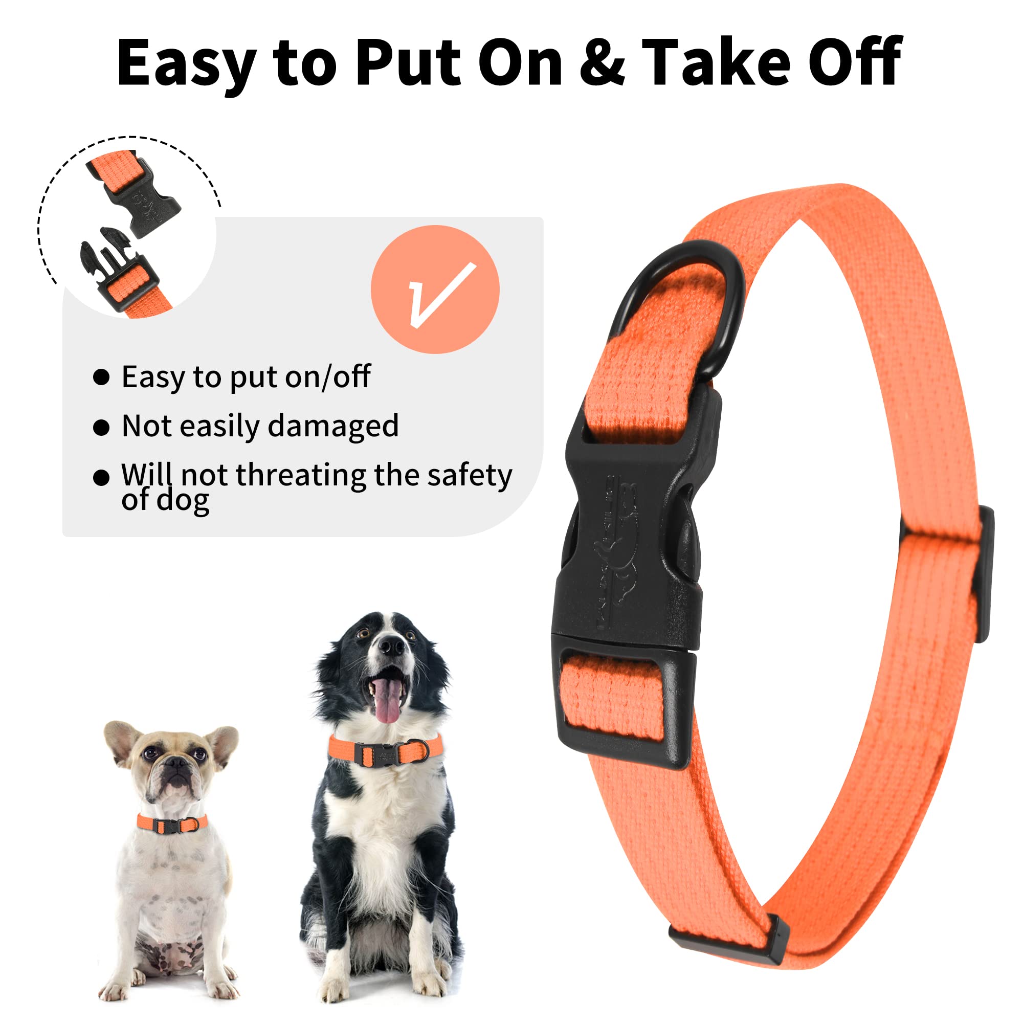 lynxking Dog Collar Soft Padded Breathable Cotton Solid Color Strong Adjustable Pet Collar for Little Puppy
