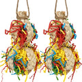 2PCS Bird Foraging Toys, Parrot Shredding Chewing Shredder Hanging Toys, Parakeets Shredded Paper Bird Cage Accessories Toy for Small Parrots, Conures, Love Birds, Cockatiels