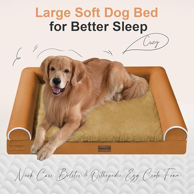 NANUYA Orthopedic Dog Bed for Jumbo Dogs, 53 x 42 Inch, Orange