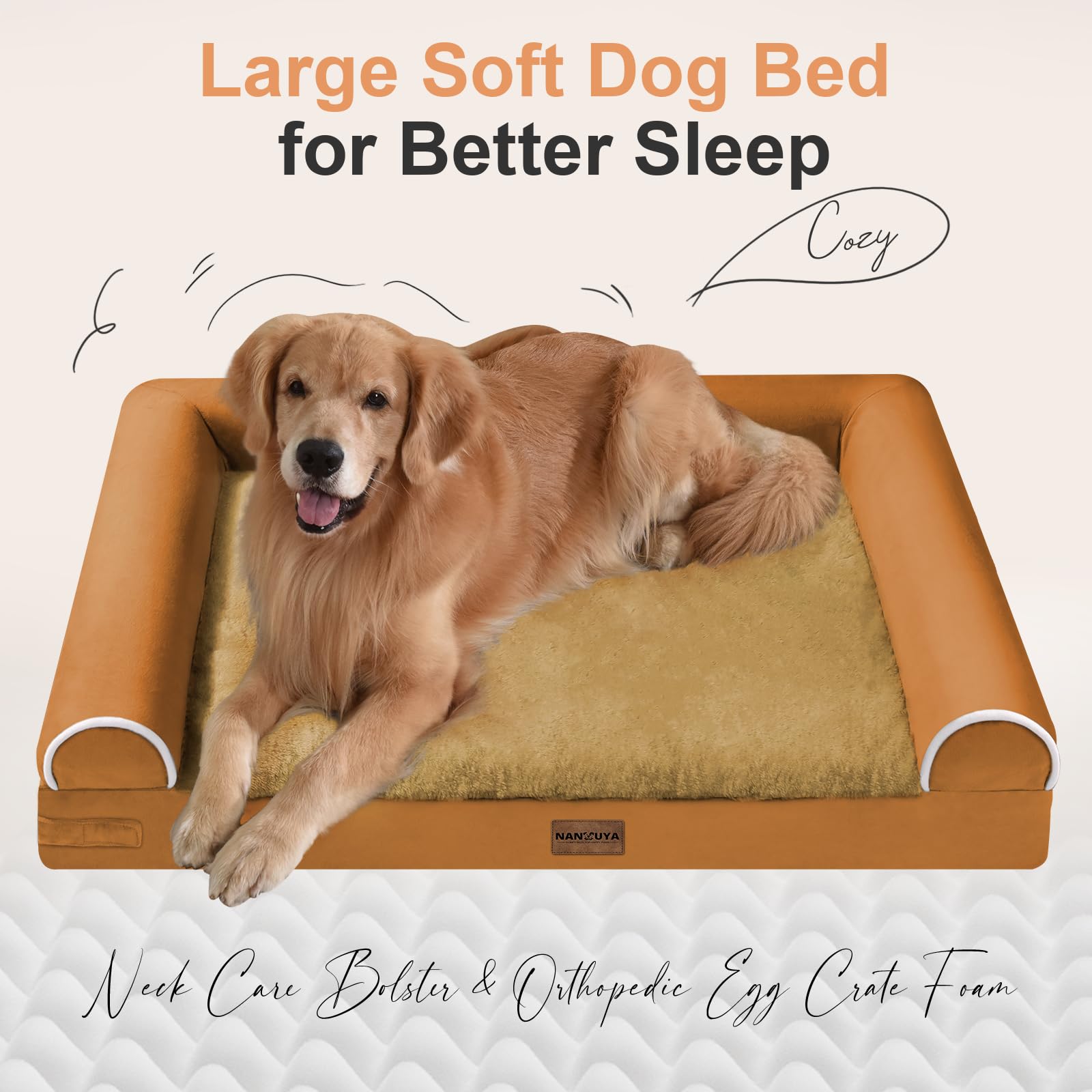 NANUYA Orthopedic Dog Bed for XX-Large Dogs, 44 x 34 Inch, Orange