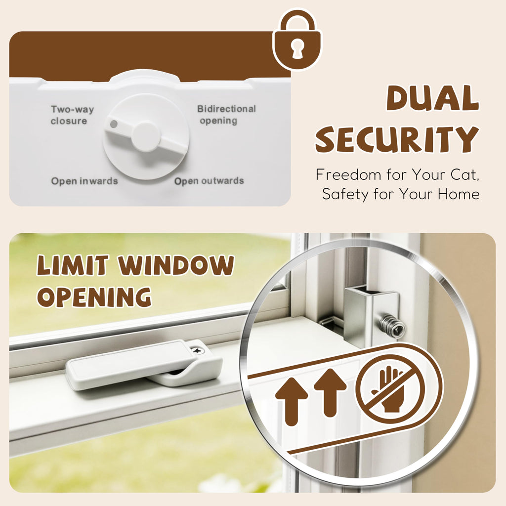 Full-Size Window Pet Door for Cats & Small Dogs, Width Adjustable Fits Sliding Windows, 10-Min Install, Aluminum Frame, HD High-Transparency Glass, Weatherproof Design, Magnetic Close