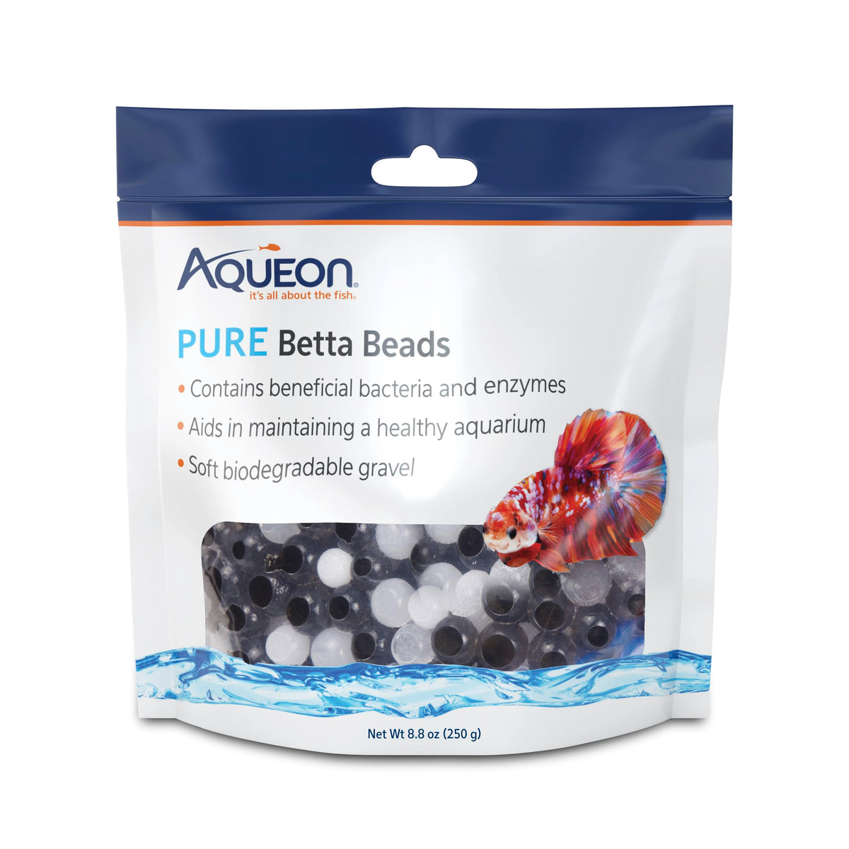 Aqueon PURE Betta Beads, Water Care for Unfiltered Aquariums, Maintains Clear Water and Helps Breakdown Organic Sludge, Blue