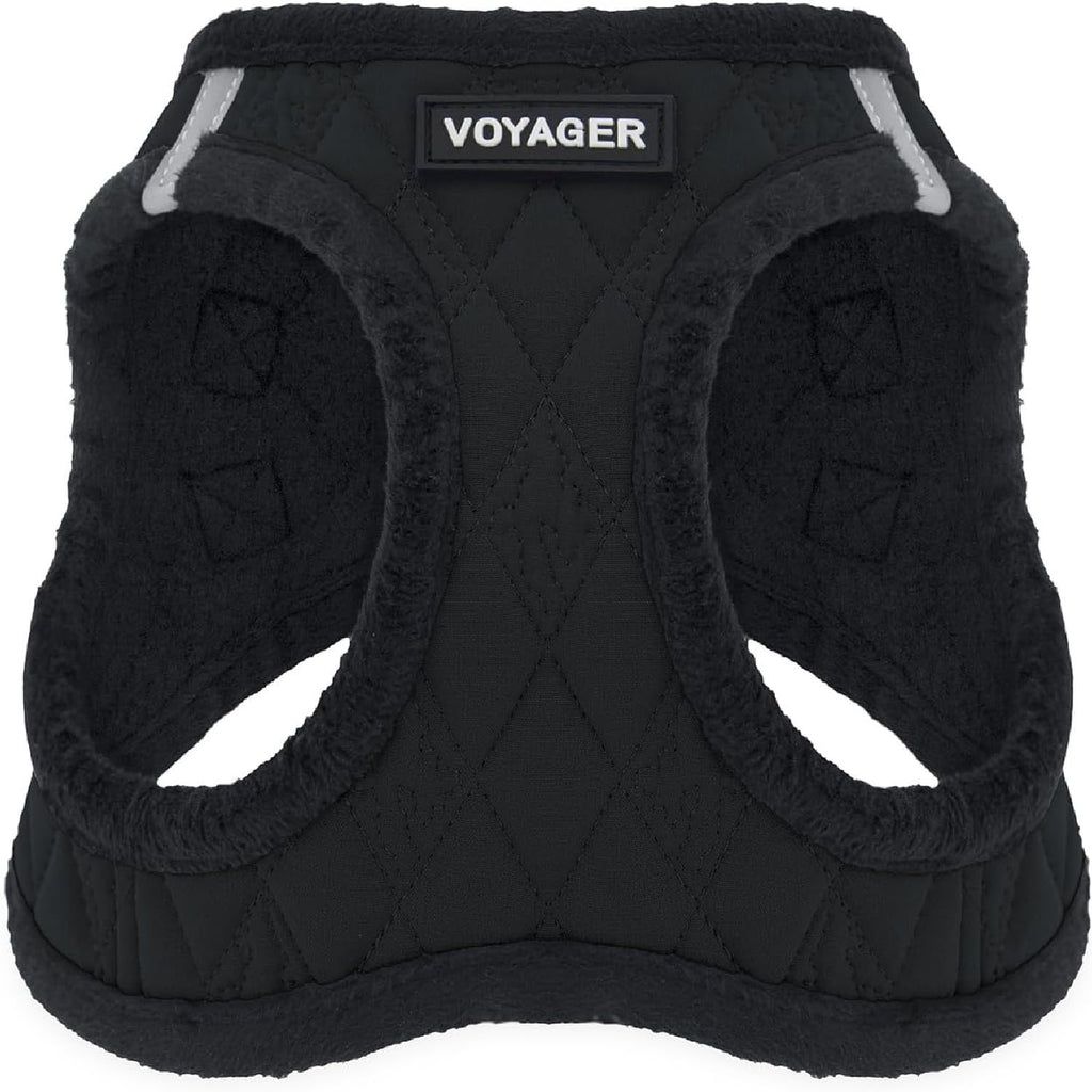 Voyager Step-in Plush Dog Vest Harness -Black Plush, X-Large