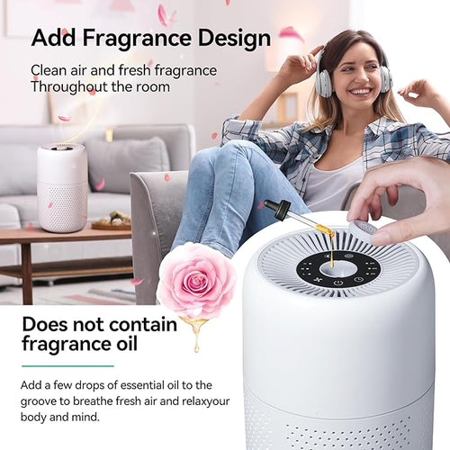 2 Pack YARIKI Air Purifiers for Bedroom with H13 True HEPA Filter,360° Air Intake,Essential Oil Diffuser,Night Light, 24dB Quiet Compact Air Purifier,P60