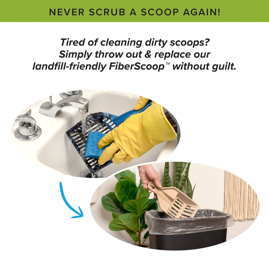 Kitty Sift FiberScoop Disposable Litter Scoop, Plastic-Free & Sustainable - Natural, One Size (Pack of 2)