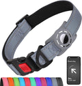 Airtag Dog Collar with AirTag Holder for Small Dogs, Reflective, Soft Padded & Safety Locking Buckle, Nylon Pet Collars Adjustable for All Breeds, Grey,S