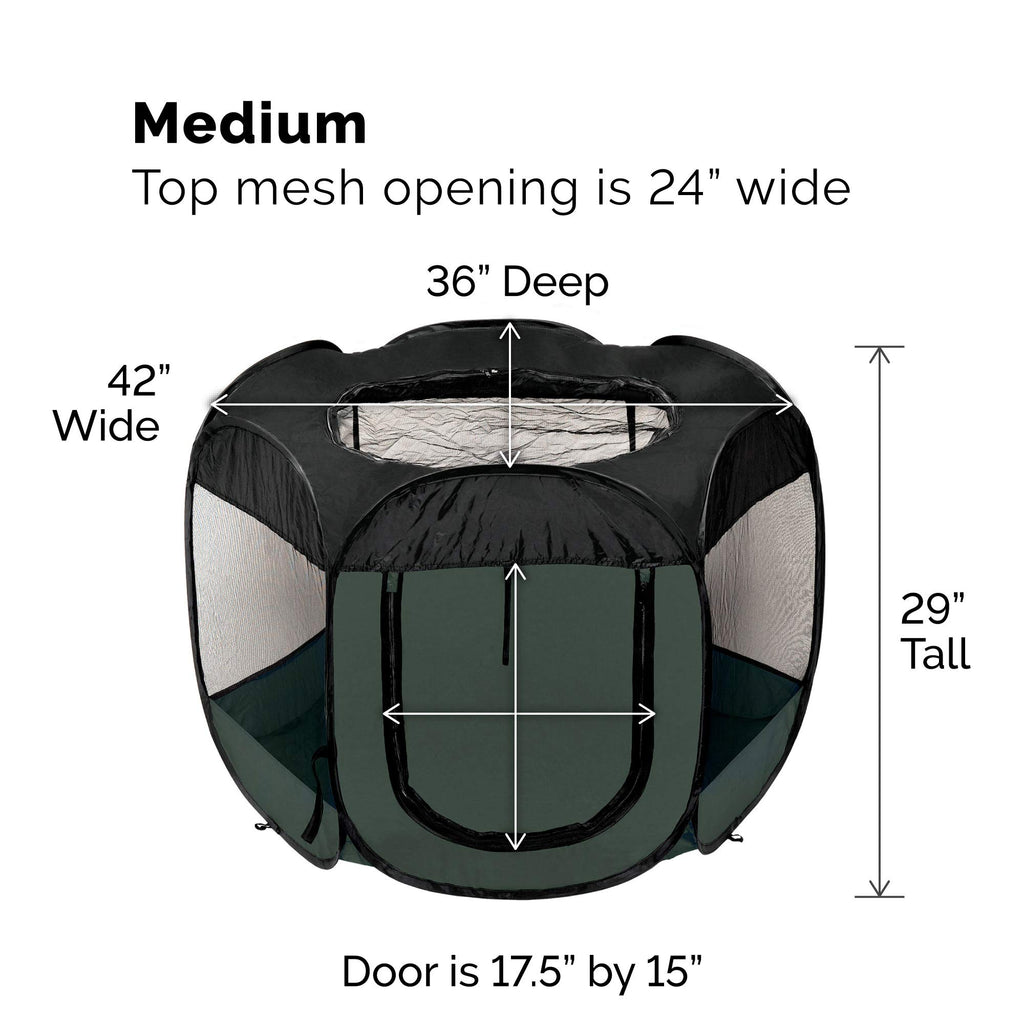 Furhaven Portable Dog Playpen Cat Tent, Pet playground,Kennel foldable indoor outdoor zippered puppy crate - Hunter Green, Medium