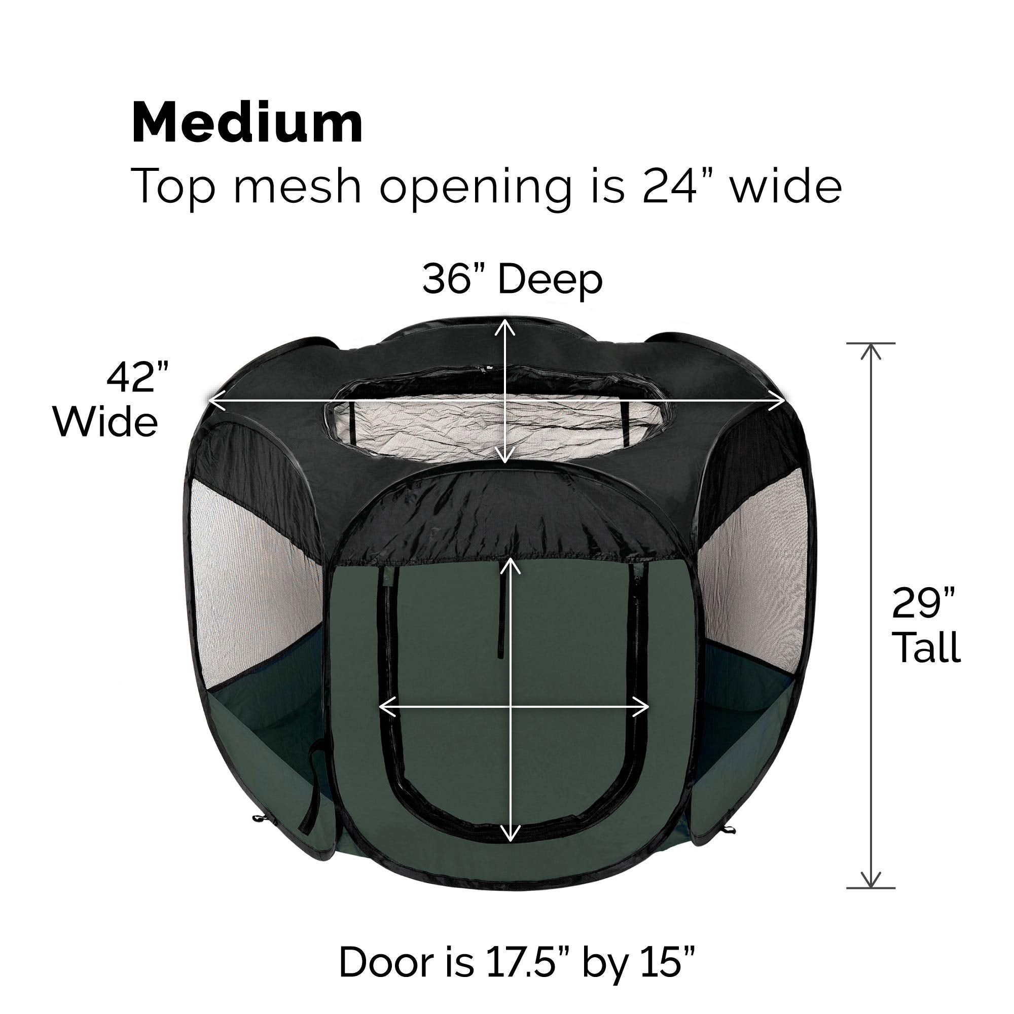 Furhaven Portable Dog Playpen Cat Tent, Pet playground,Kennel foldable indoor outdoor zippered puppy crate - Hunter Green, Medium
