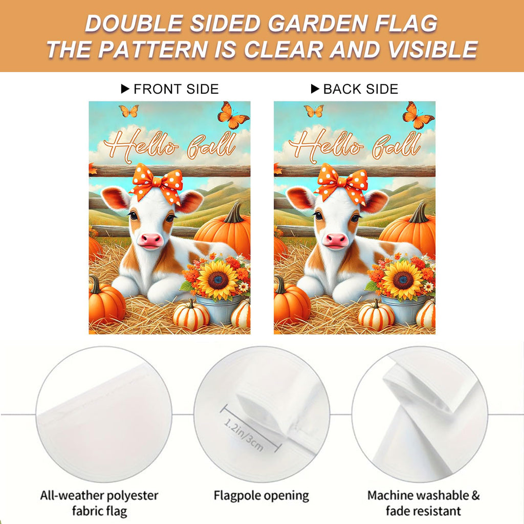 BlissYard Hello Fall Garden Flag 12x18Inch Calf Pumpkins Decor