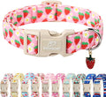 Babole Pet Cute Spring/Summer Dog Collar, Adjustable Pink Strawberry Dog Collars for Giant Large Dogs, Lightweight Quick-Release Buckle Collar for Boy&Girl Dogs XL