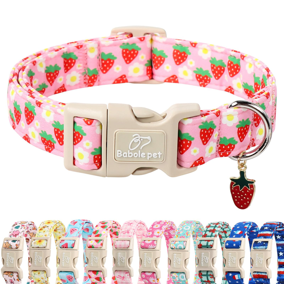Babole Pet St Patricks Day Dog Collar for Small Dogs - Lucky Flower Shamrock Green Dog Collars, Cute Irish Clover Puppy Collar with Quick Release Buckle for Girls&Boys Dogs XS