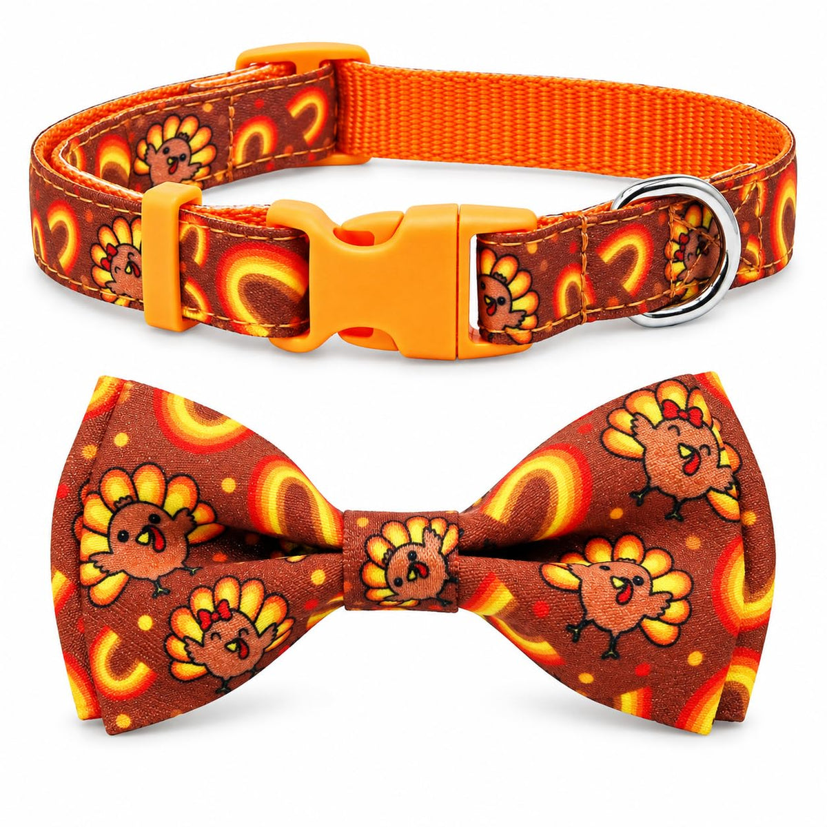 Halloween Dog Bow Tie Collar, Holiday Candy Corn Collar for Large Medium Small Dog Pets Puppies