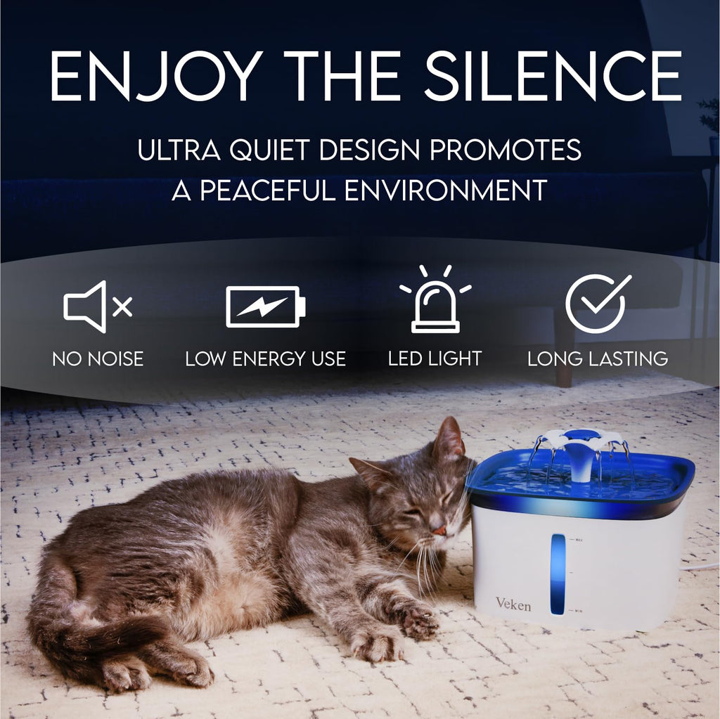 Veken Innovation Award Winner 95oz/2.8L Cat Water Fountain