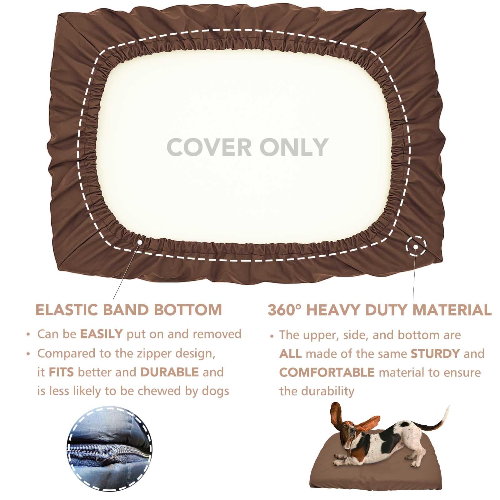 Dog Bed Cover Waterproof Replacement Machine Washable Covers for 24x18 Inch Dog Bed Heavy Duty Scratch Resistant Mattress Protector Pet Bed Cover Only Brown