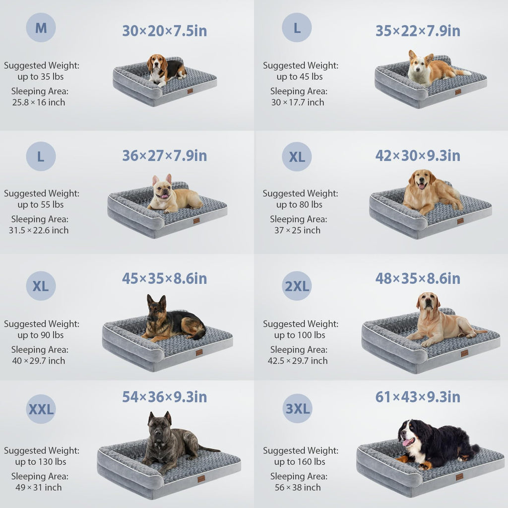 BFPETHOME Orthopedic Washable Dog Bed, Sleeping Couch for Large Senior Dogs