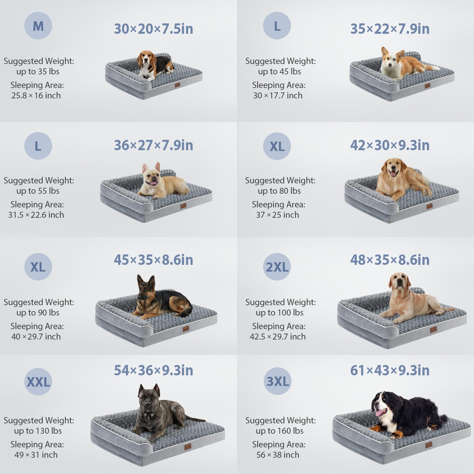 BFPETHOME Orthopedic Washable Dog Bed, Sleeping Couch for Large Senior Dogs